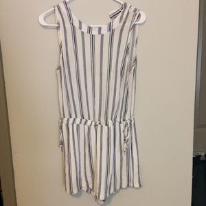 White and Navy Striped Romper